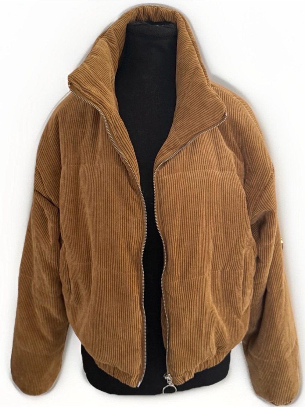 Love Tree Corduroy Puffer Jacket Large Camel Brown